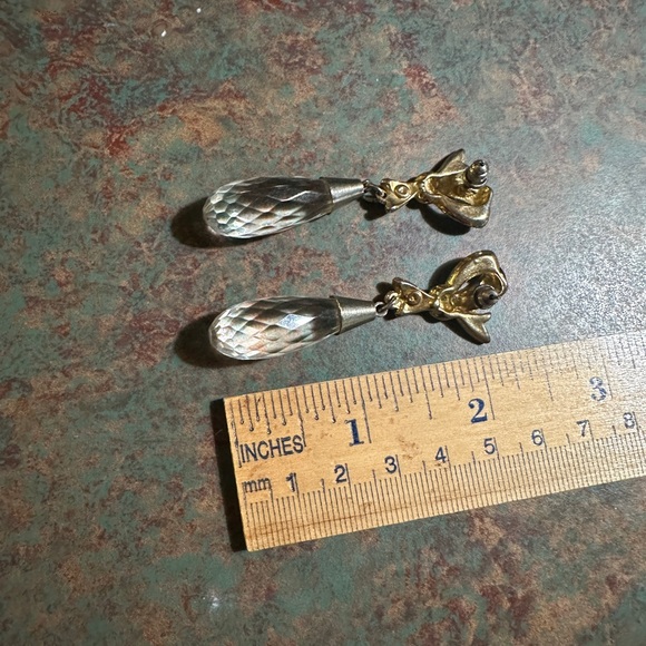 Vintage Black Bow Crystal Drop Earrings - Picture 4 of 5